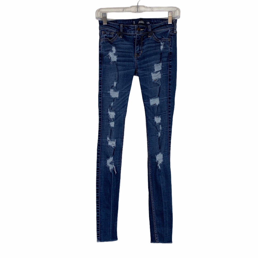 Hollister Super Skinny Distressed Raw Hem Jeans 0 - Picture 2 of 8